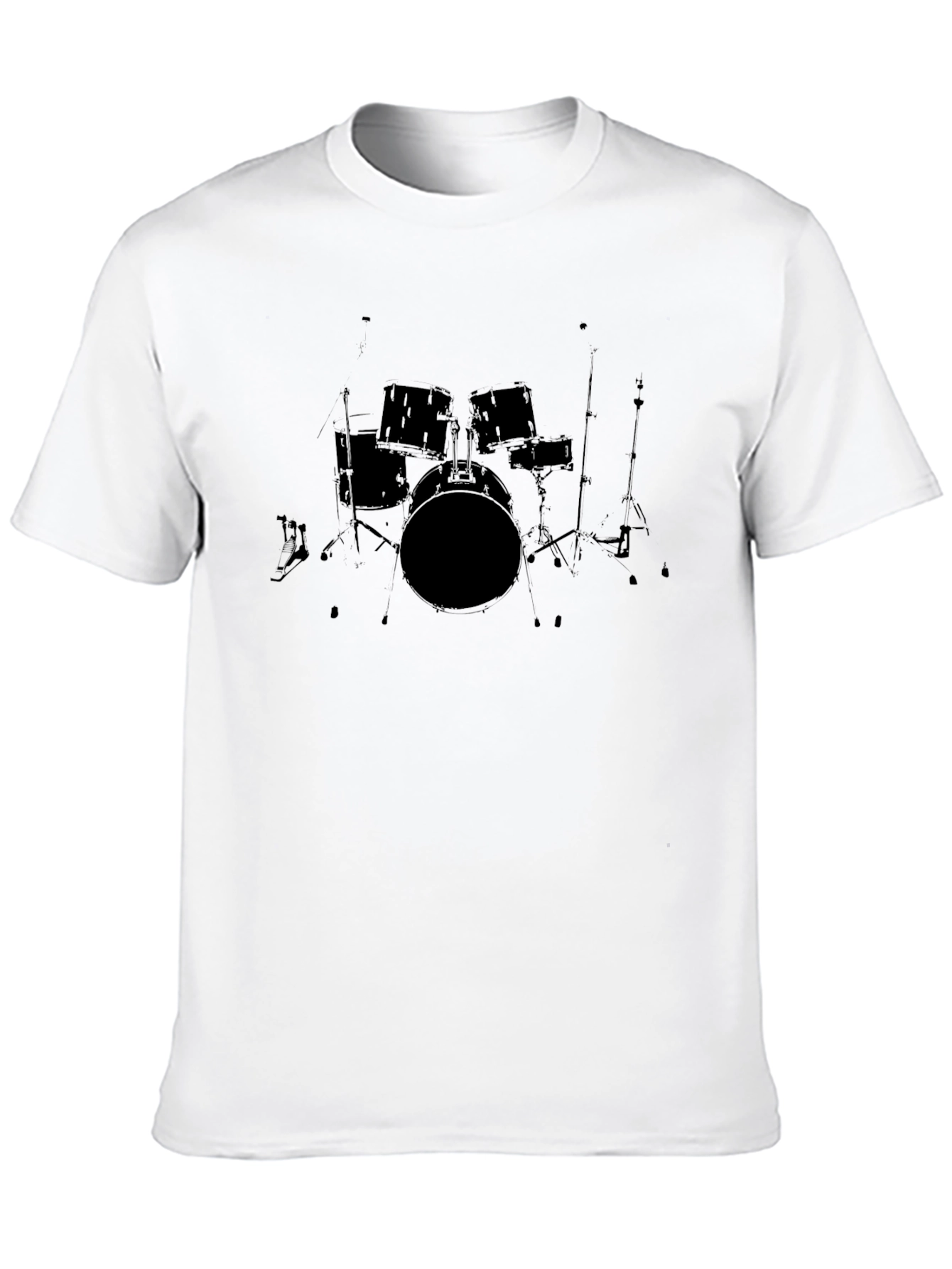 Black Drum Set Graphic Tee - Music Lovers T-Shirt