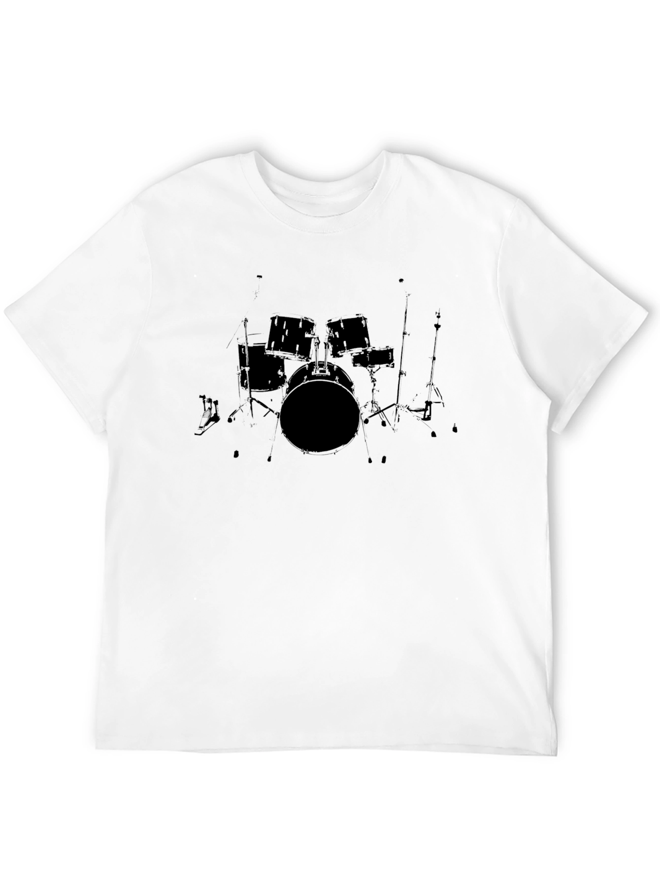 Black Drum Set Graphic Tee - Music Lovers T-Shirt
