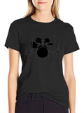 Black Drum Set Graphic Tee - Music Lovers T-Shirt