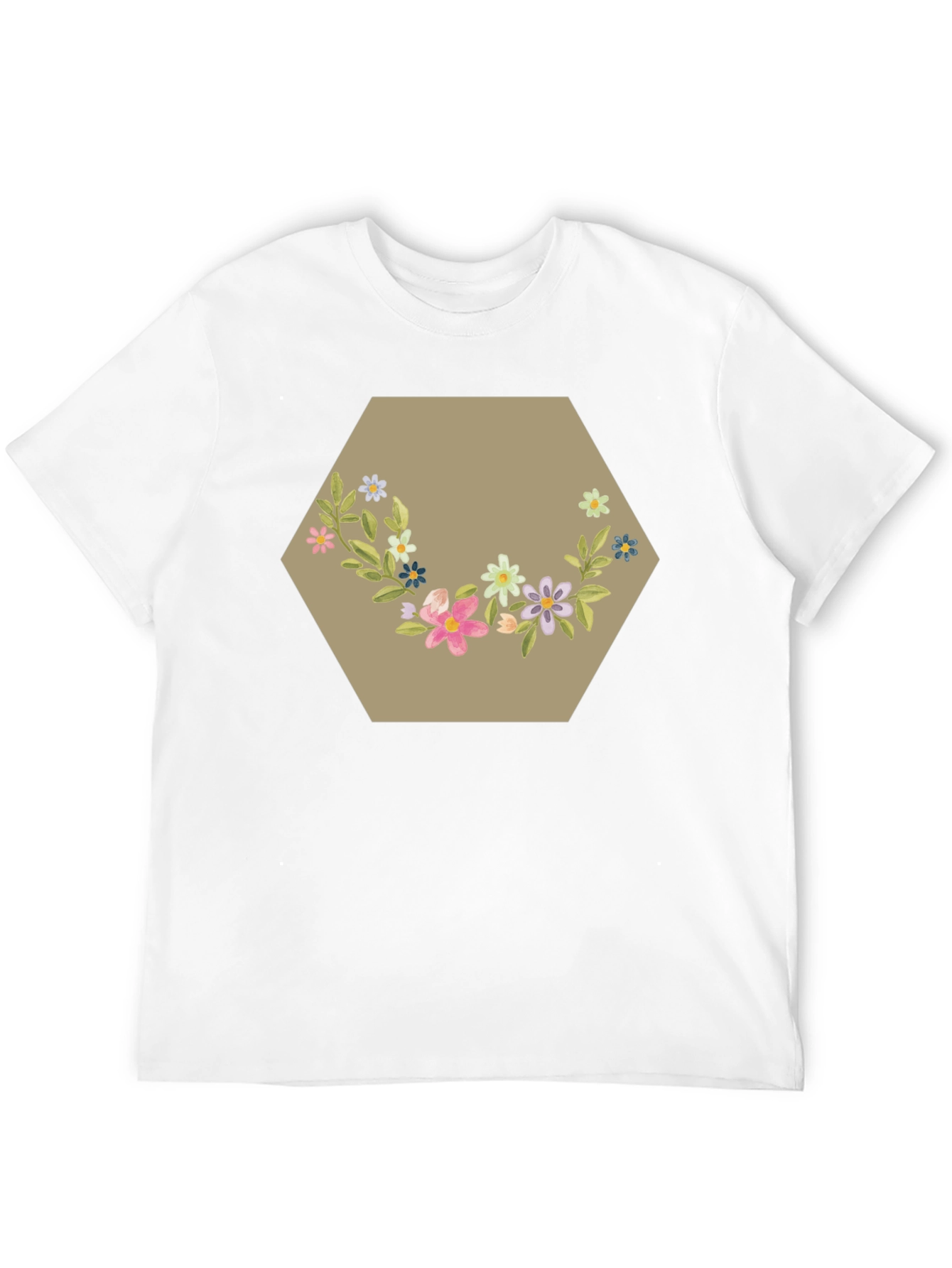 Floral Hexagon Graphic Tee - Black