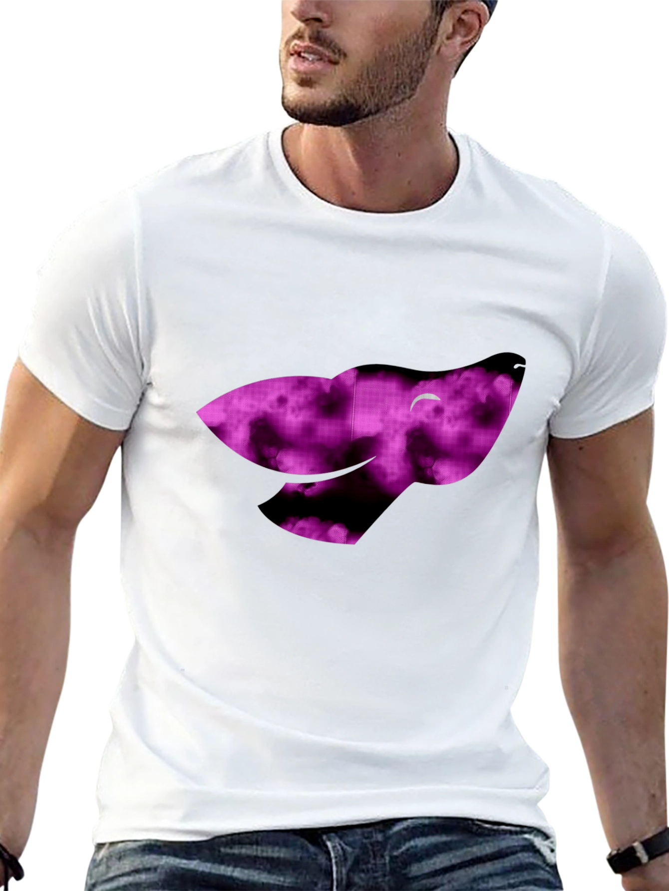 Night Sky Wolf Graphic Tee - Soft Black Cotton T-Shirt