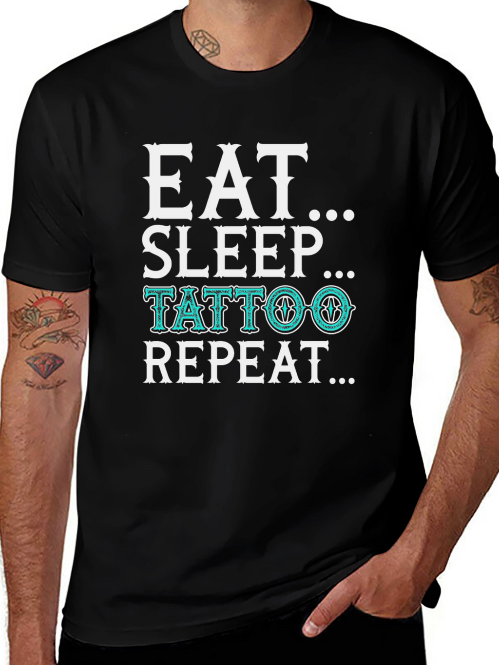 Eat Sleep Tattoo Repeat Graphic T-Shirt