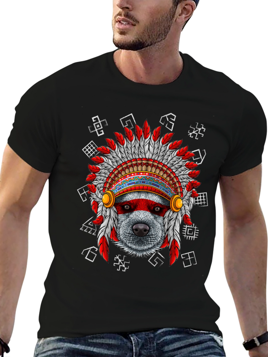 Native American Headdress Dog T-Shirt