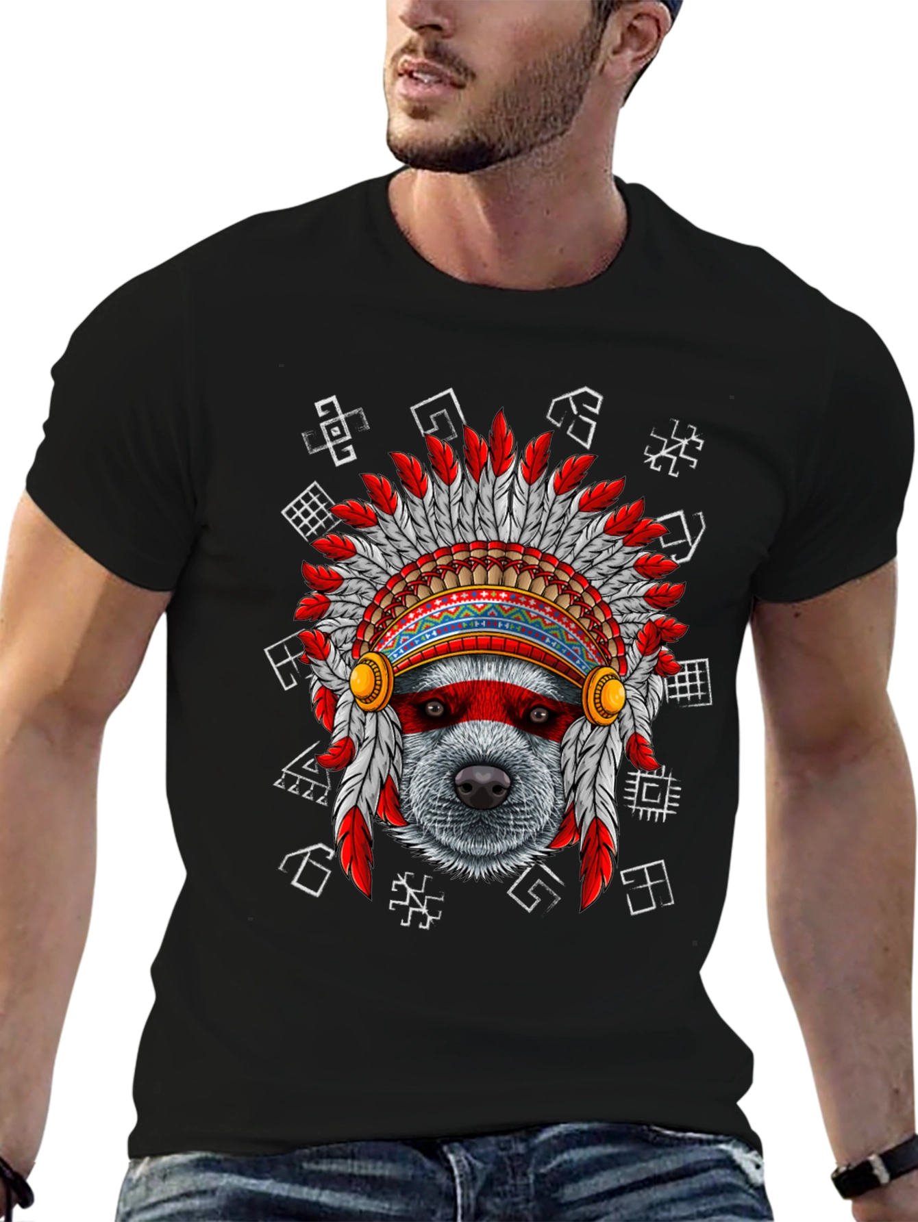 Native American Headdress Dog T-Shirt