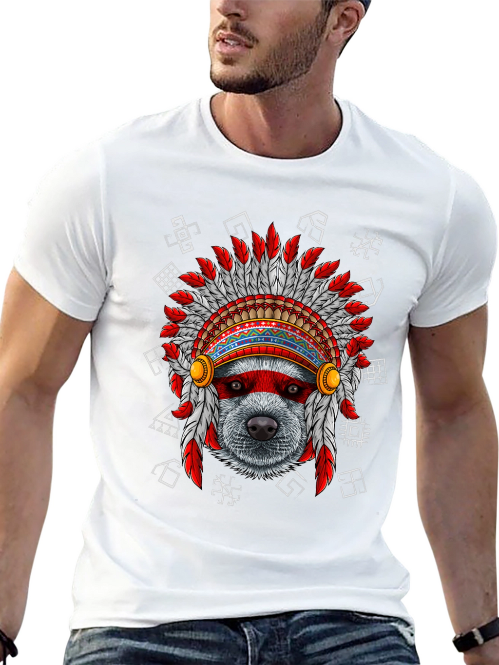 Native American Headdress Dog T-Shirt