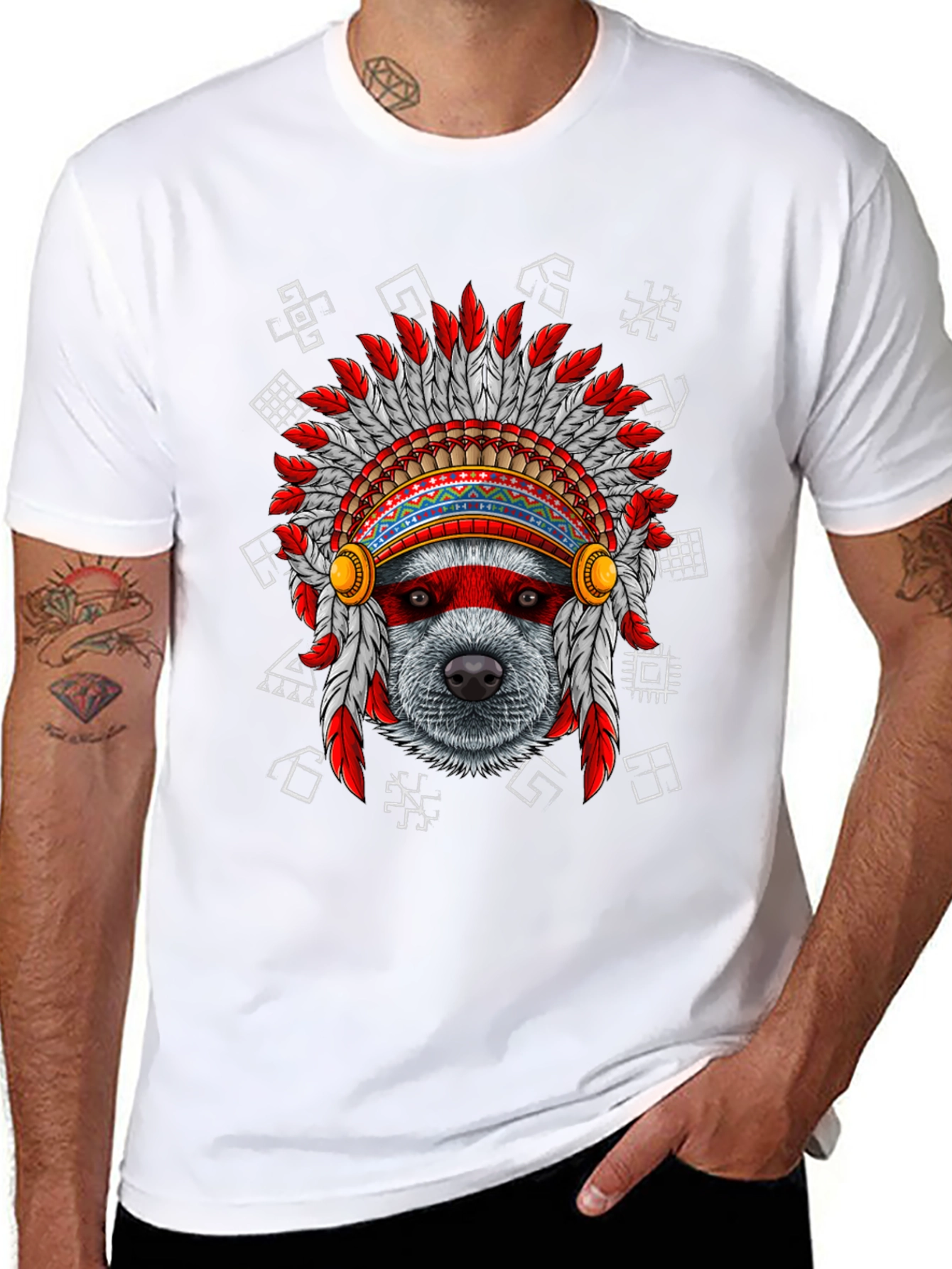 Native American Headdress Dog T-Shirt
