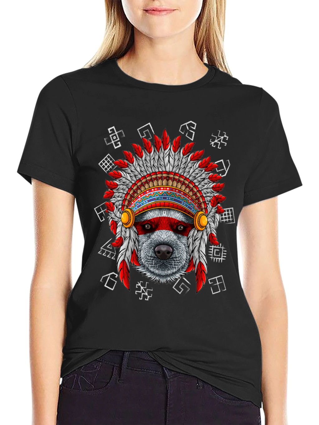 Native American Headdress Dog T-Shirt