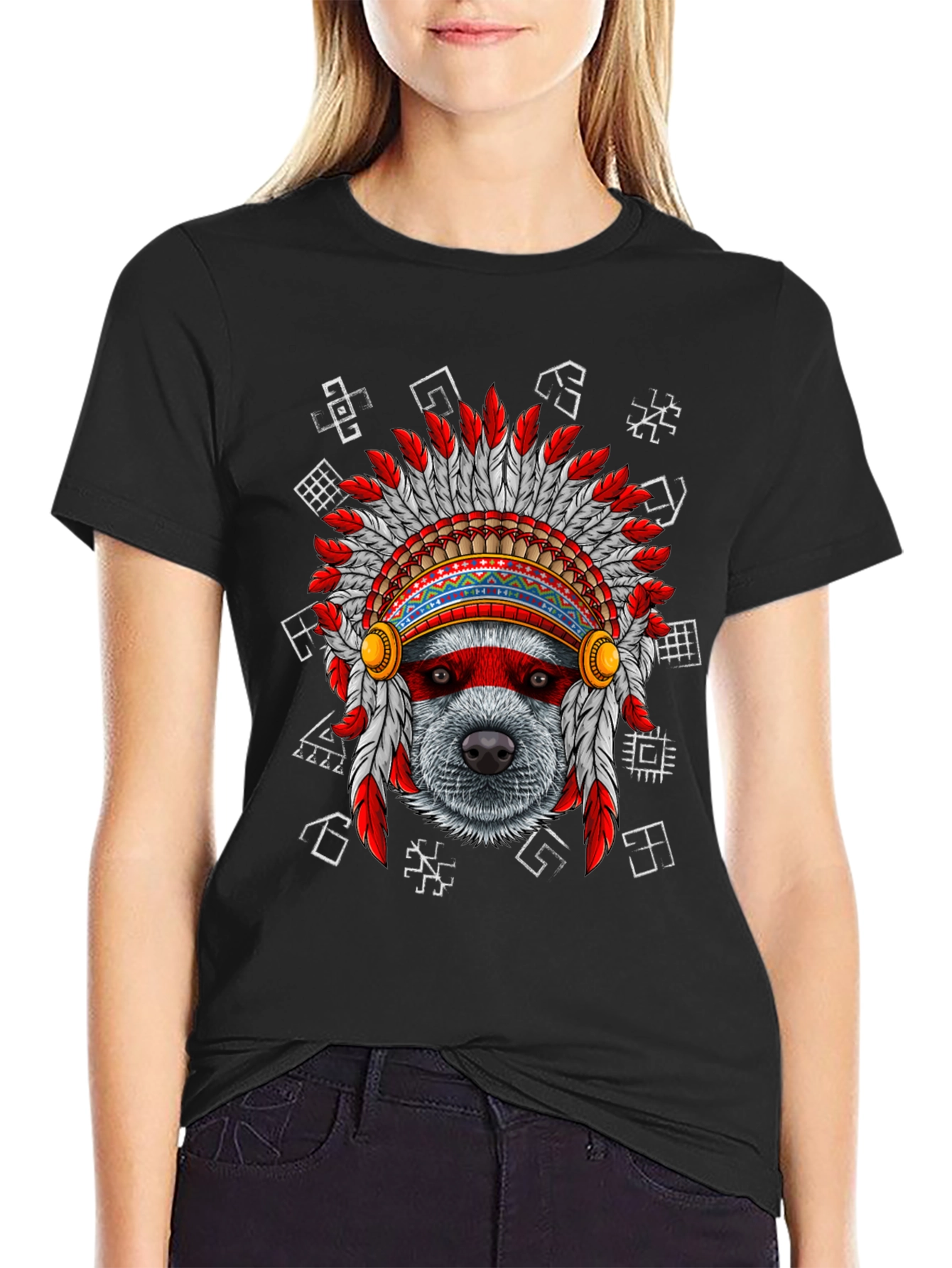 Native American Headdress Dog T-Shirt