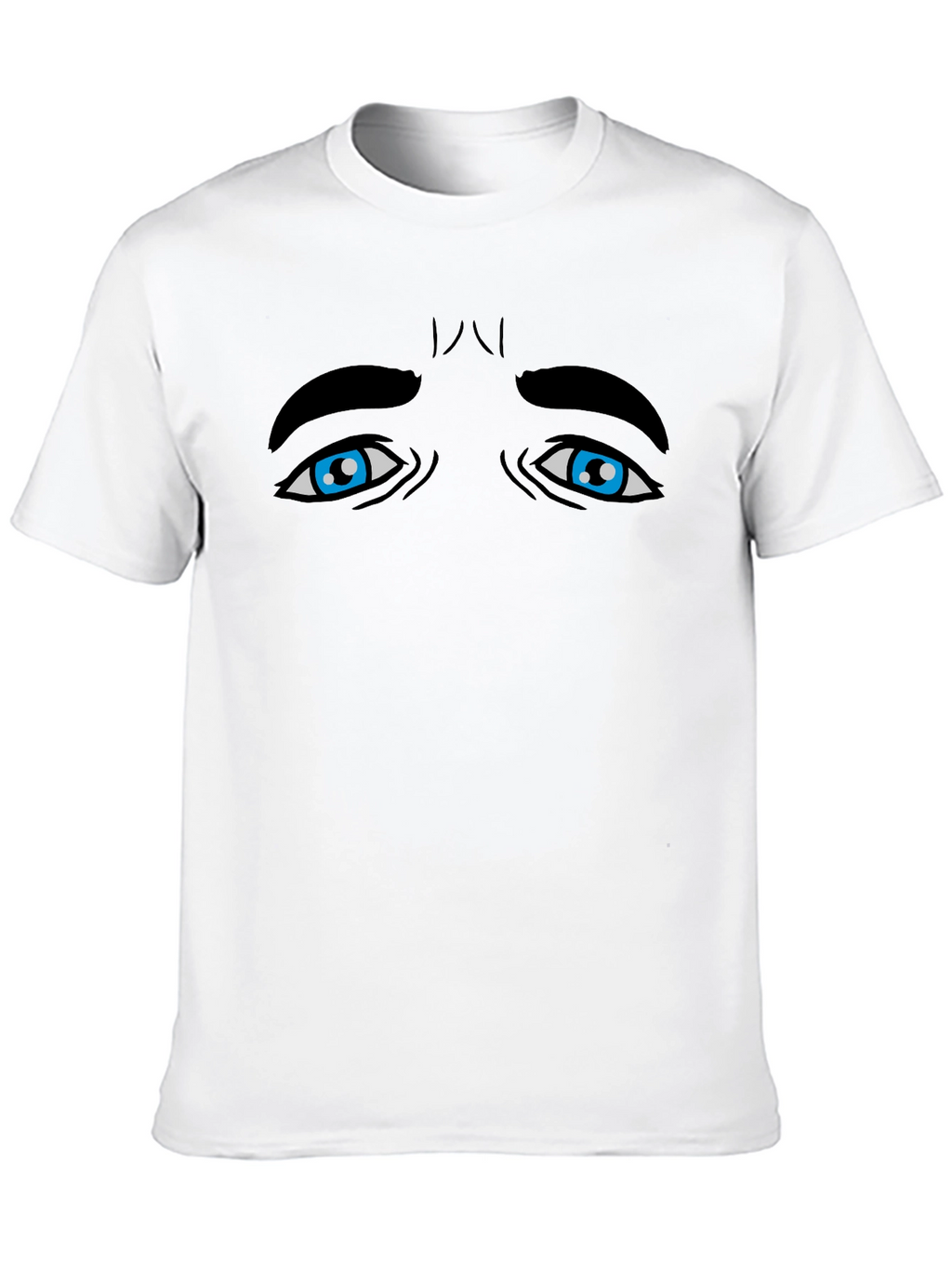 Expressive Blue Eyes Graphic Tee - Black Cotton