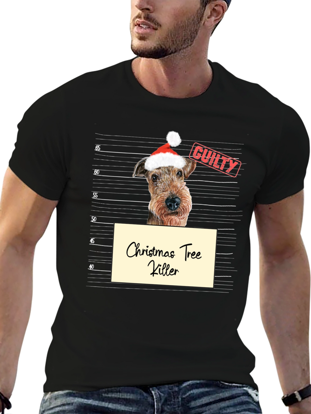 Christmas Tree Killer Dog Mugshot T-Shirt