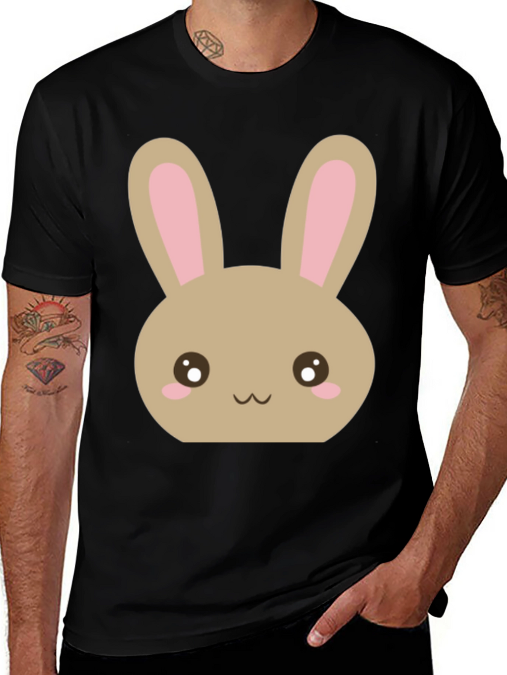 Cute Easter Bunny Black T-Shirt