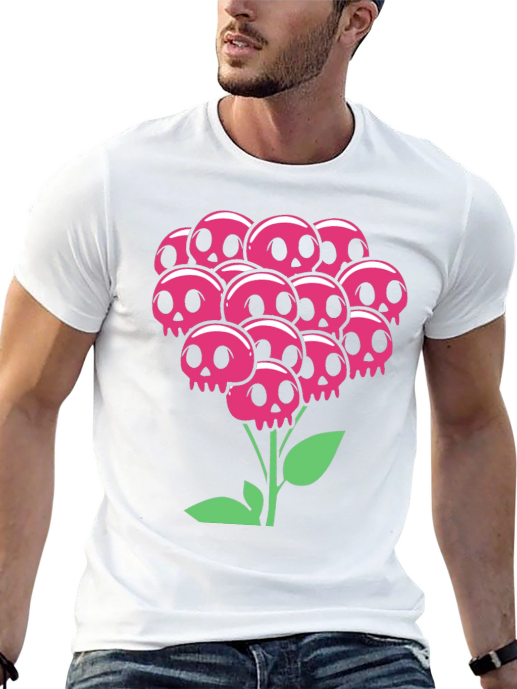 Skull Bouquet T-Shirt - Floral Goth Style