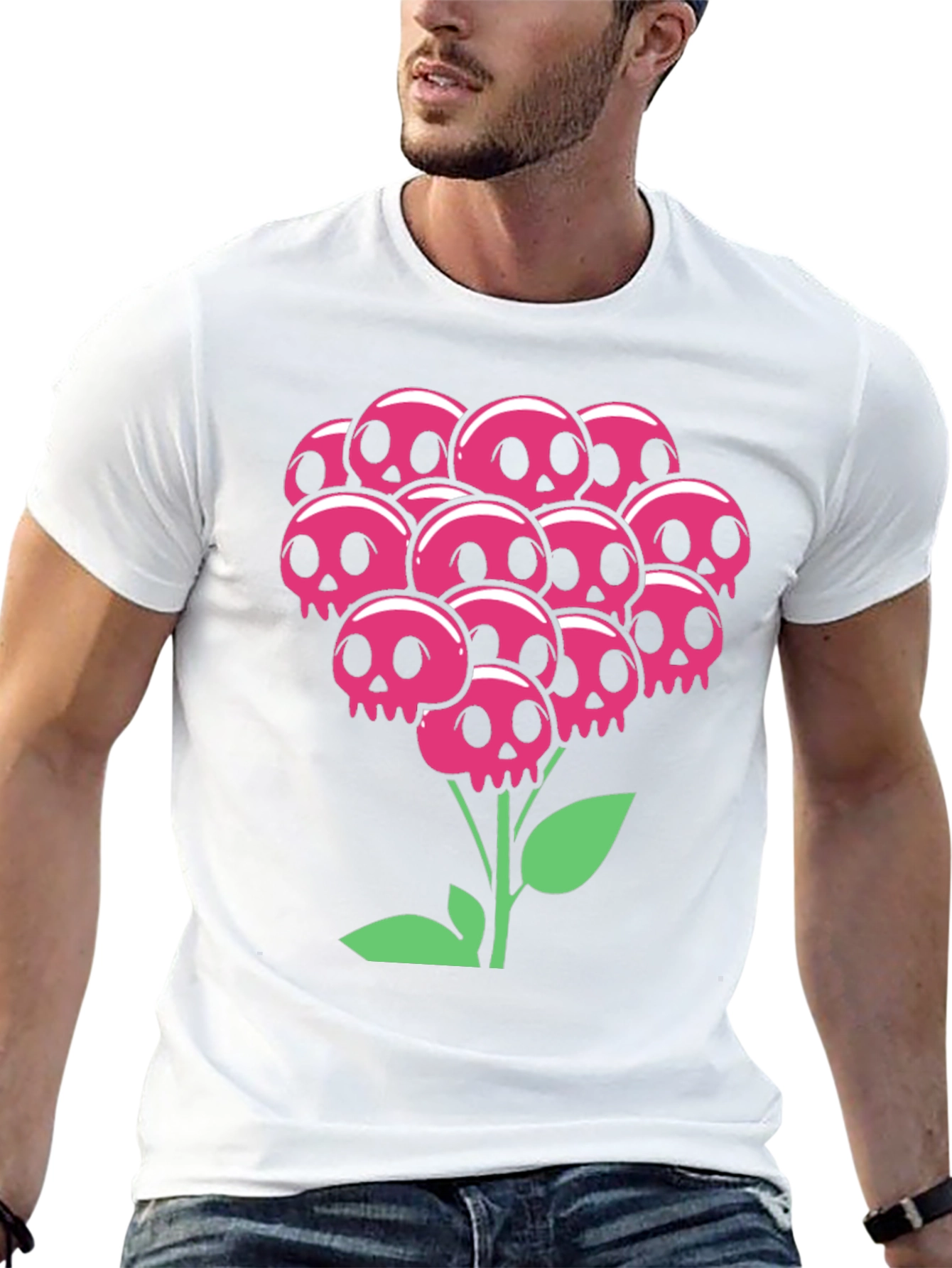 Skull Bouquet T-Shirt - Floral Goth Style