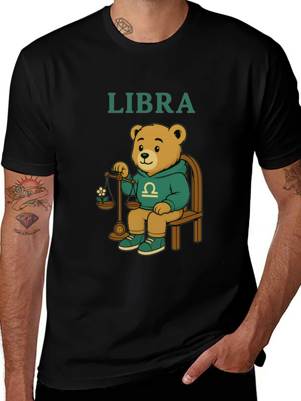 Libra Zodiac Bear Graphic Tee
