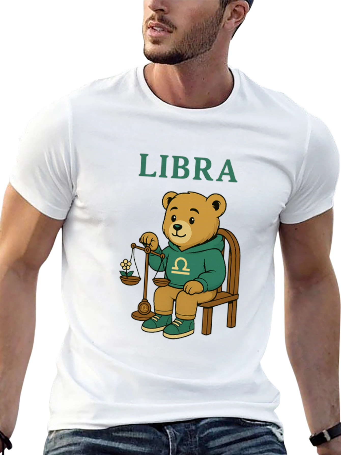 Libra Zodiac Bear Graphic Tee