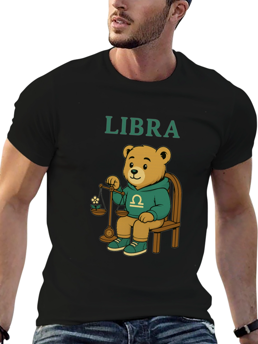 Libra Zodiac Bear Graphic Tee