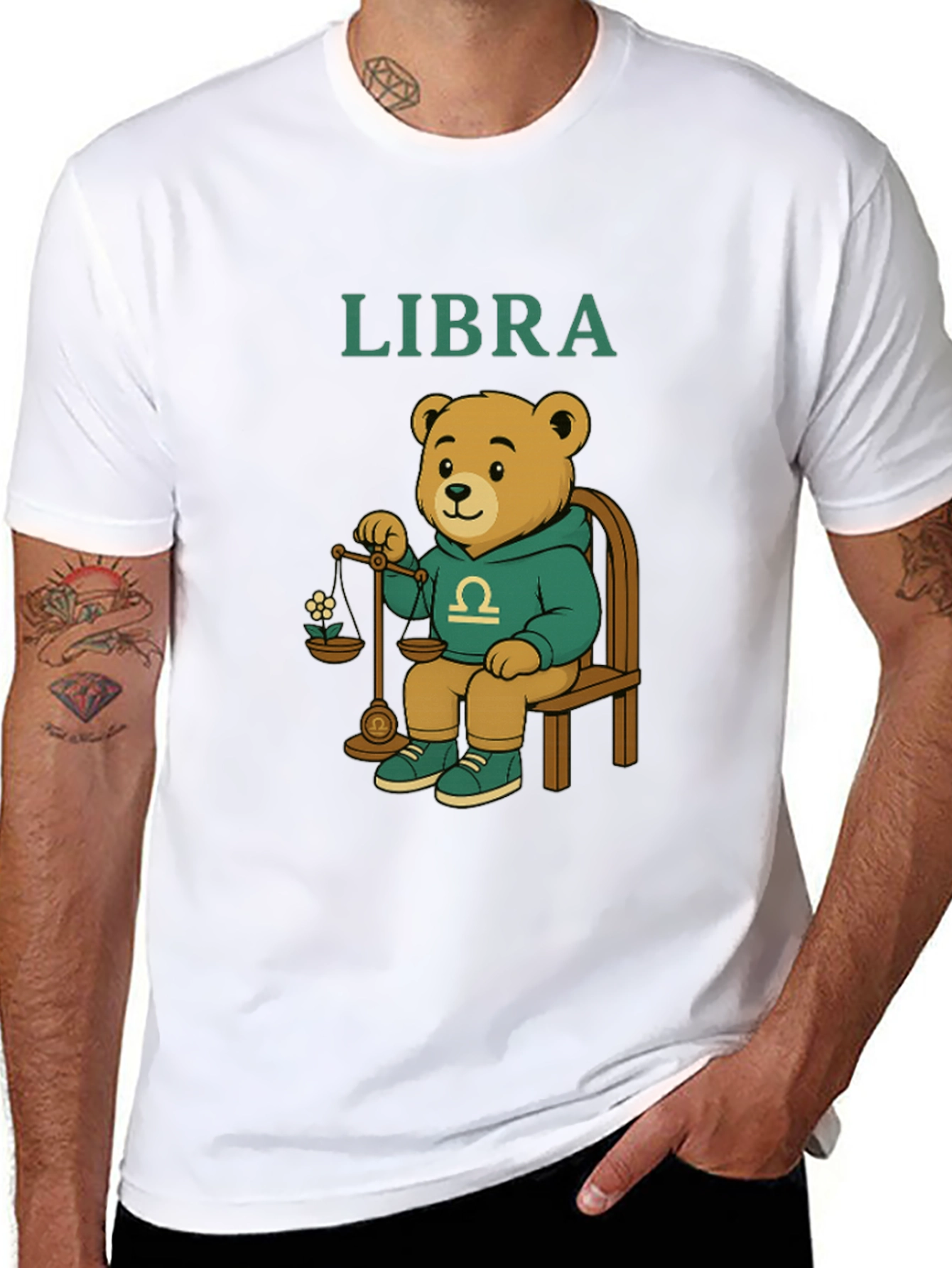 Libra Zodiac Bear Graphic Tee