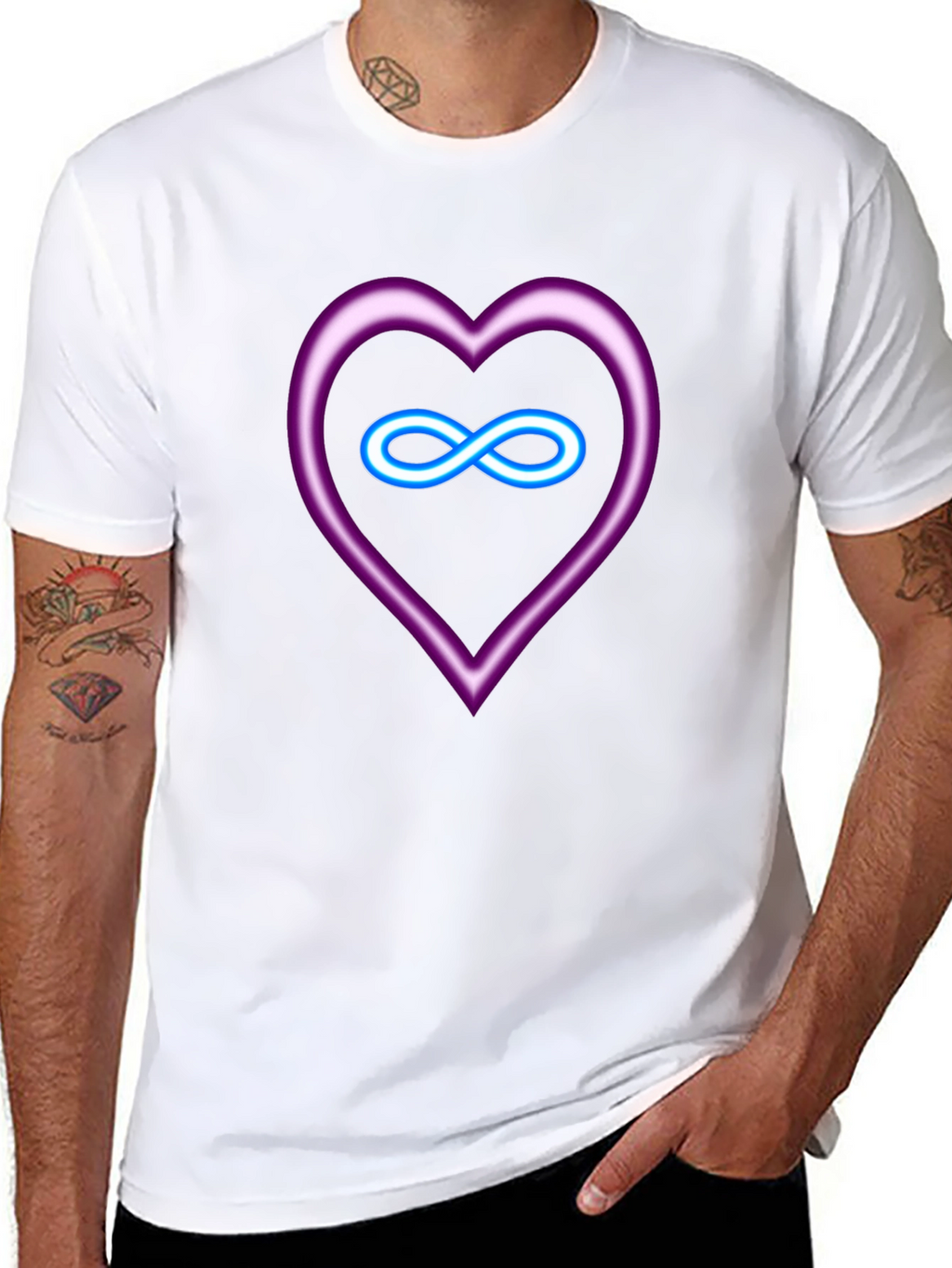 Neon Heart & Infinity Symbol Graphic Tee