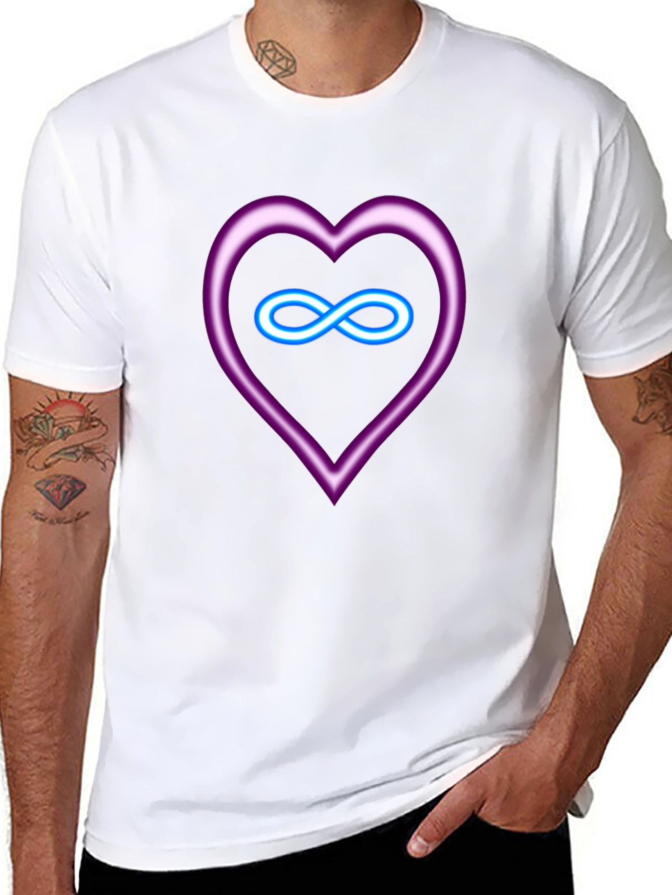 Neon Heart & Infinity Symbol Graphic Tee