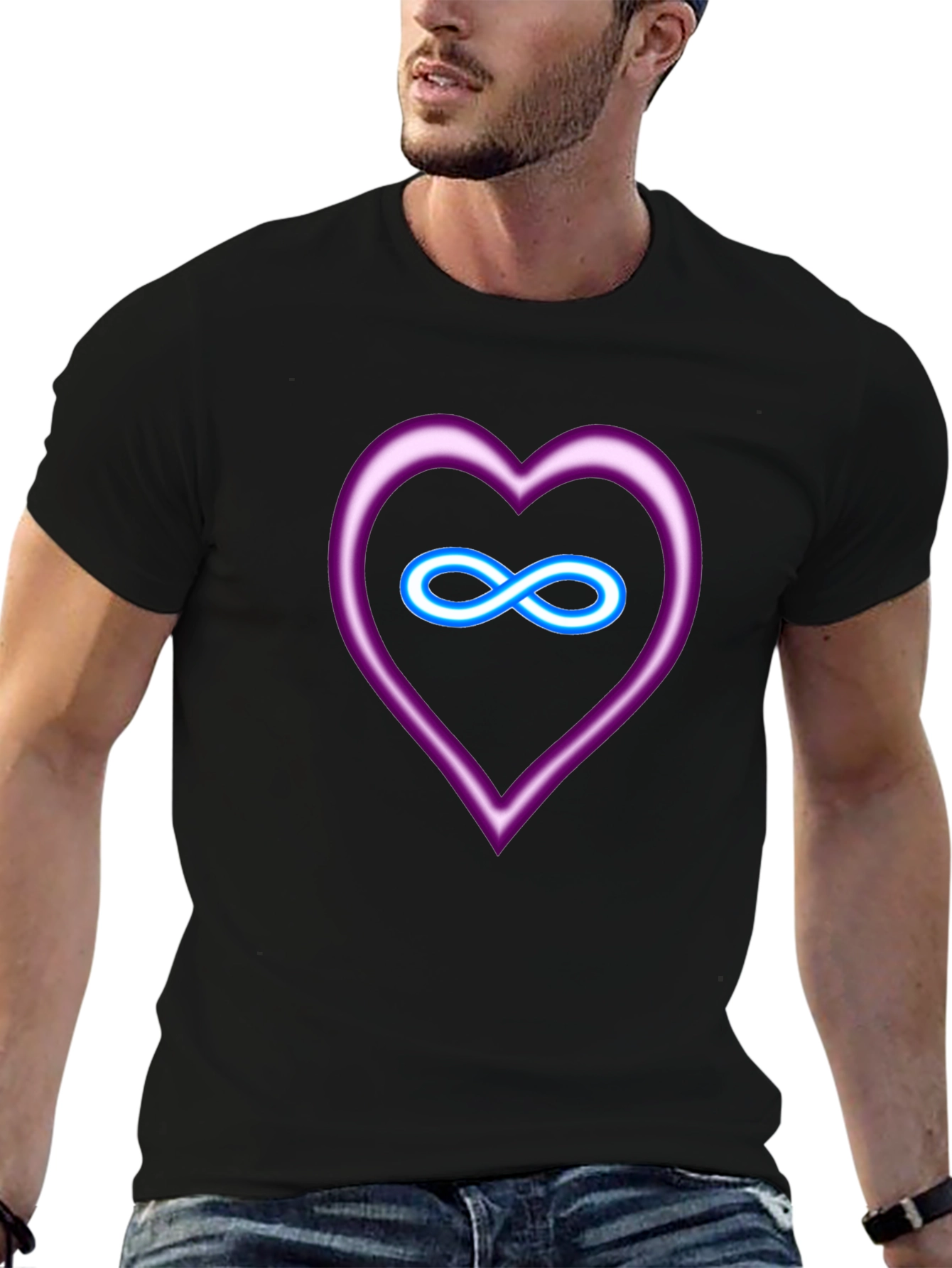Neon Heart & Infinity Symbol Graphic Tee