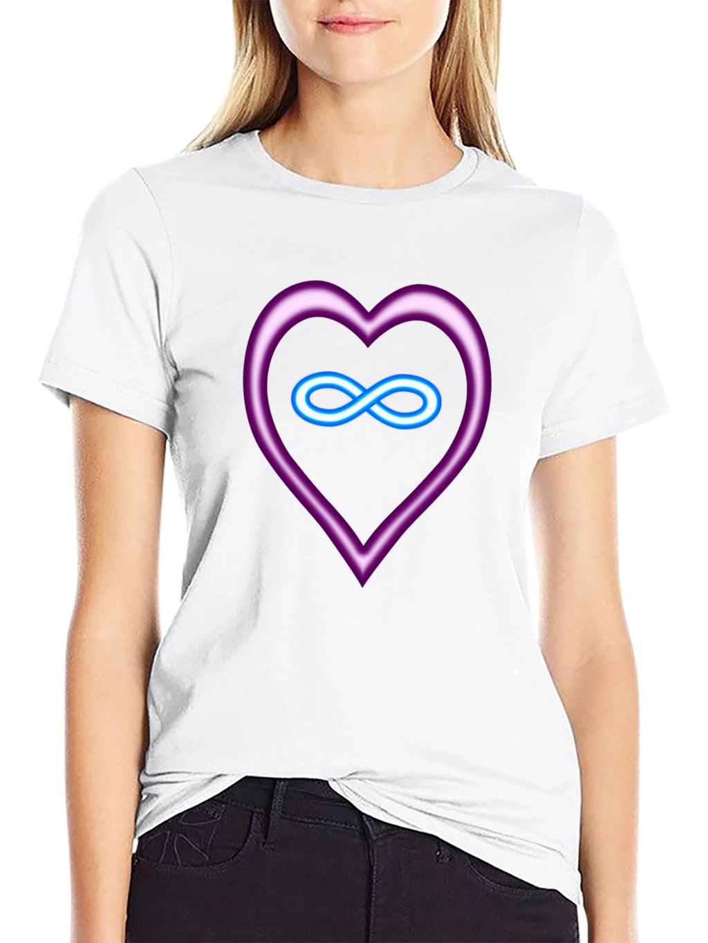 Neon Heart & Infinity Symbol Graphic Tee