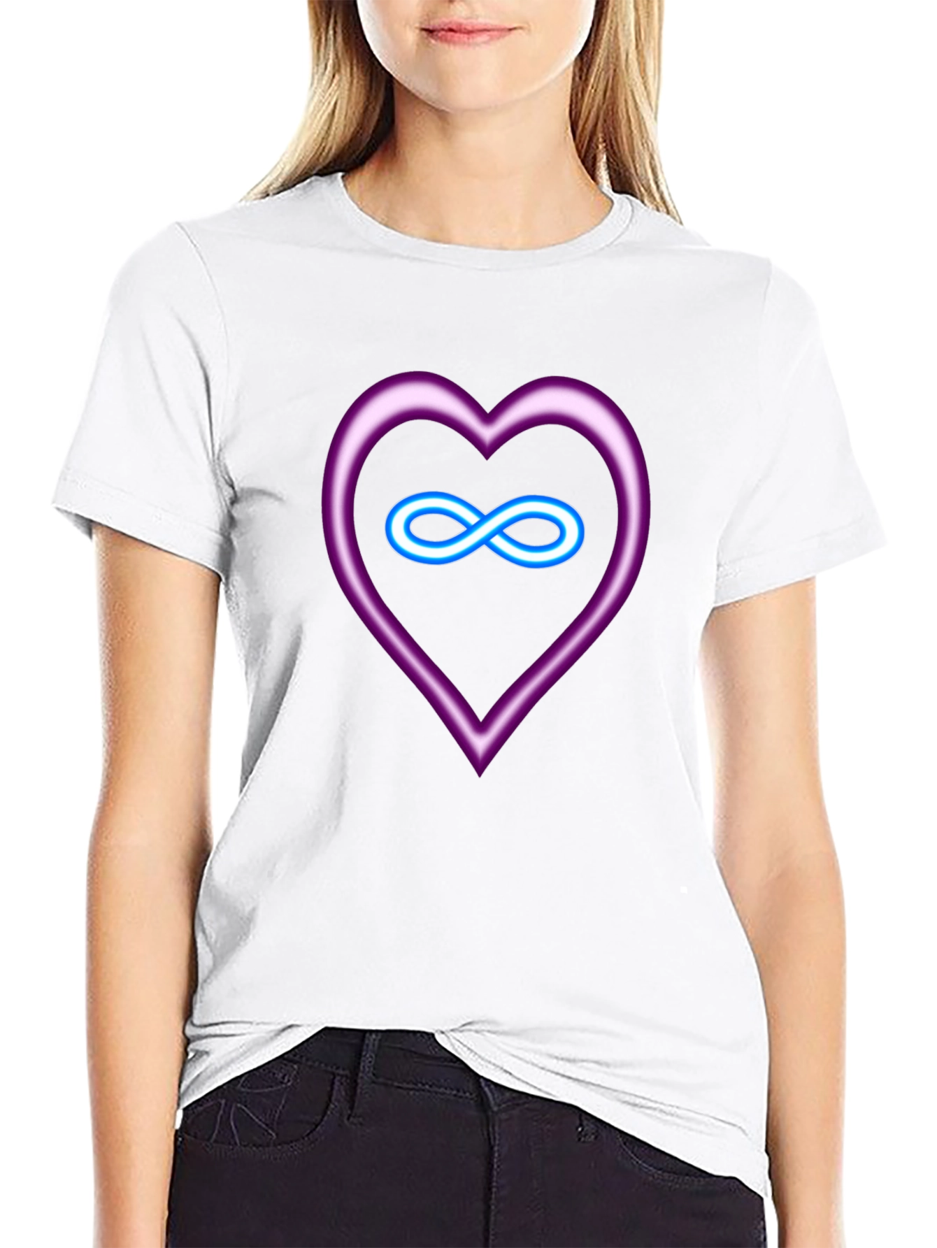 Neon Heart & Infinity Symbol Graphic Tee