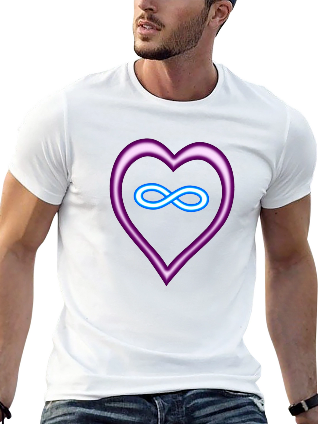 Neon Heart & Infinity Symbol Graphic Tee