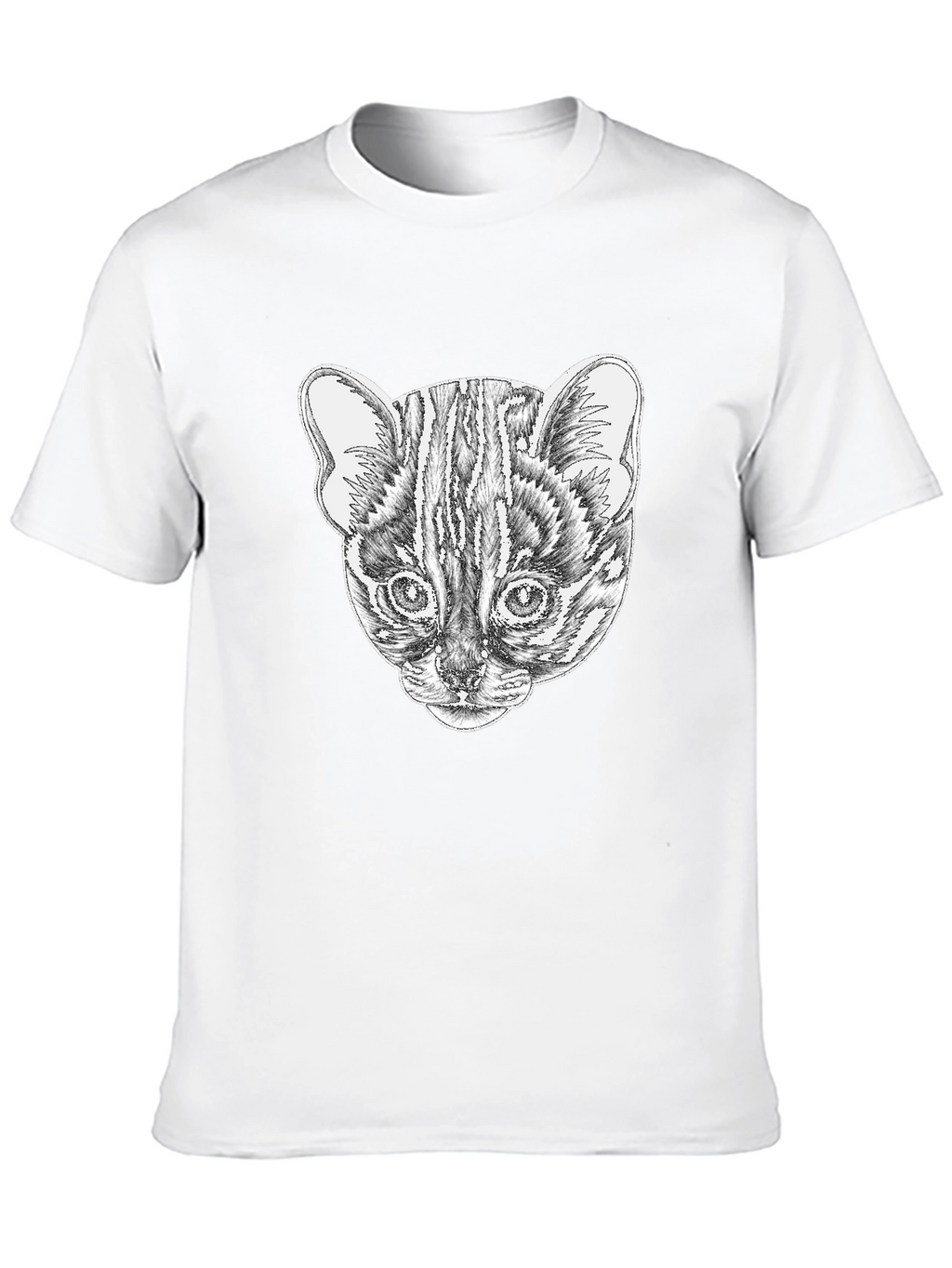Stylish Black T-Shirt with Cat Portrait Design