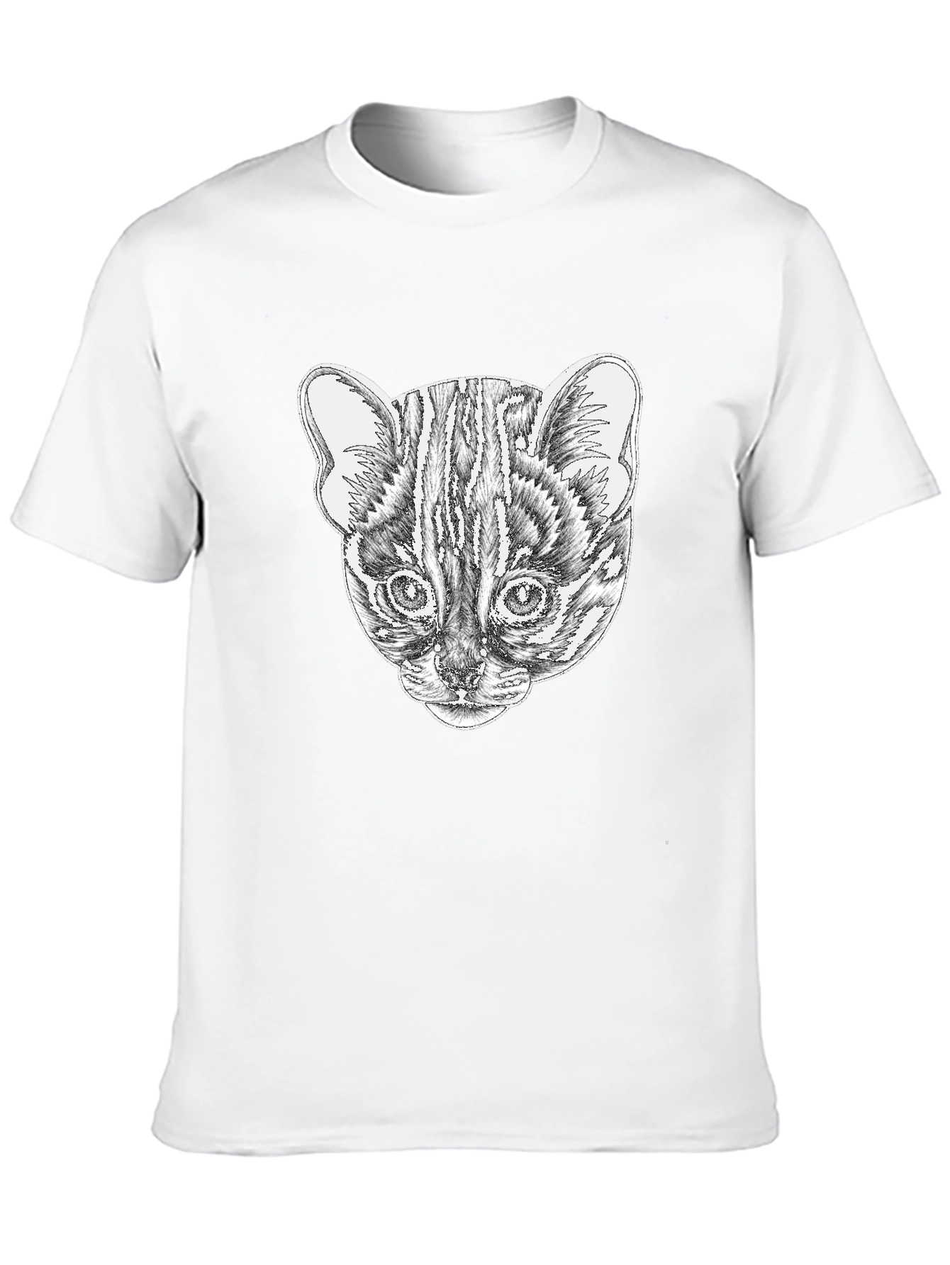 Stylish Black T-Shirt with Cat Portrait Design