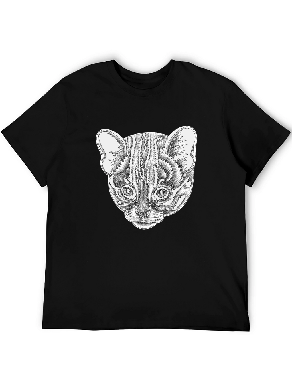 Stylish Black T-Shirt with Cat Portrait Design