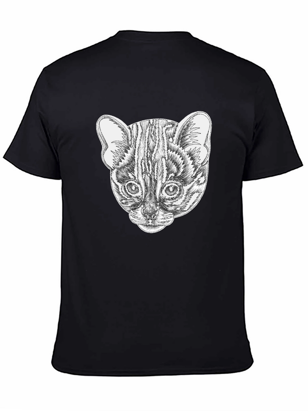 Stylish Black T-Shirt with Cat Portrait Design