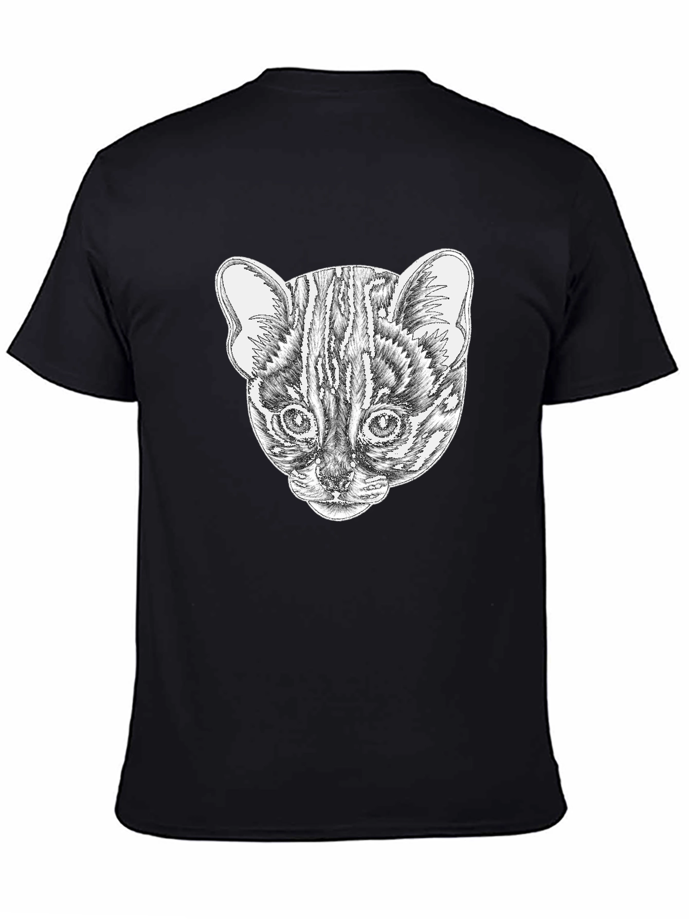 Stylish Black T-Shirt with Cat Portrait Design