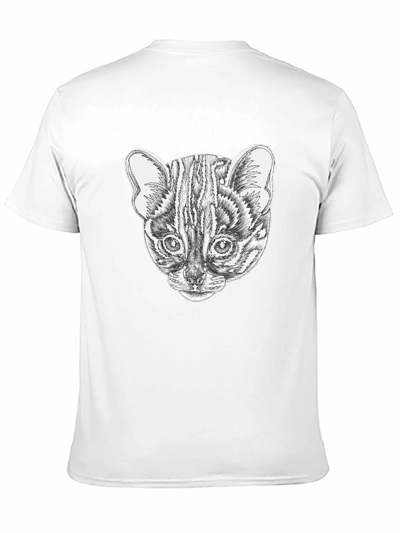 Stylish Black T-Shirt with Cat Portrait Design