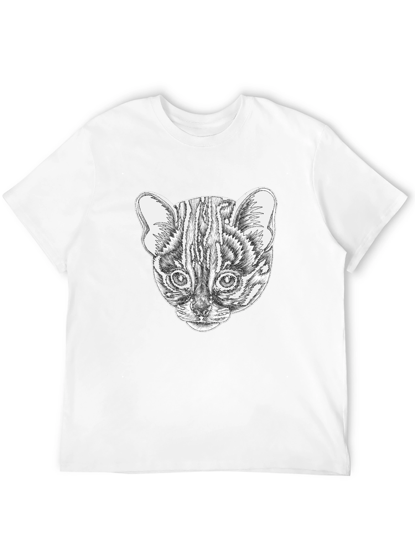 Stylish Black T-Shirt with Cat Portrait Design