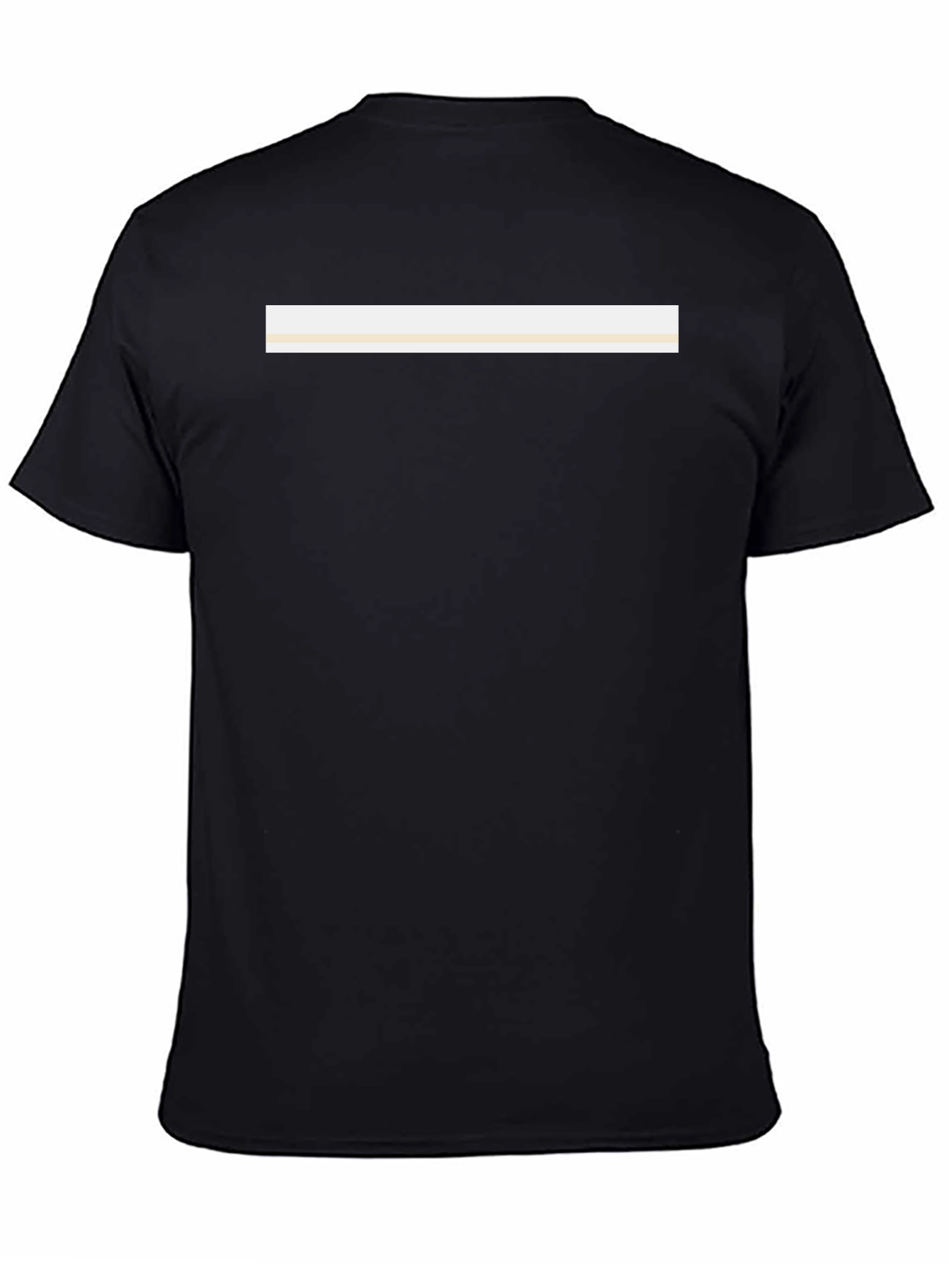 Minimalist Black T-Shirt with Cream Stripe