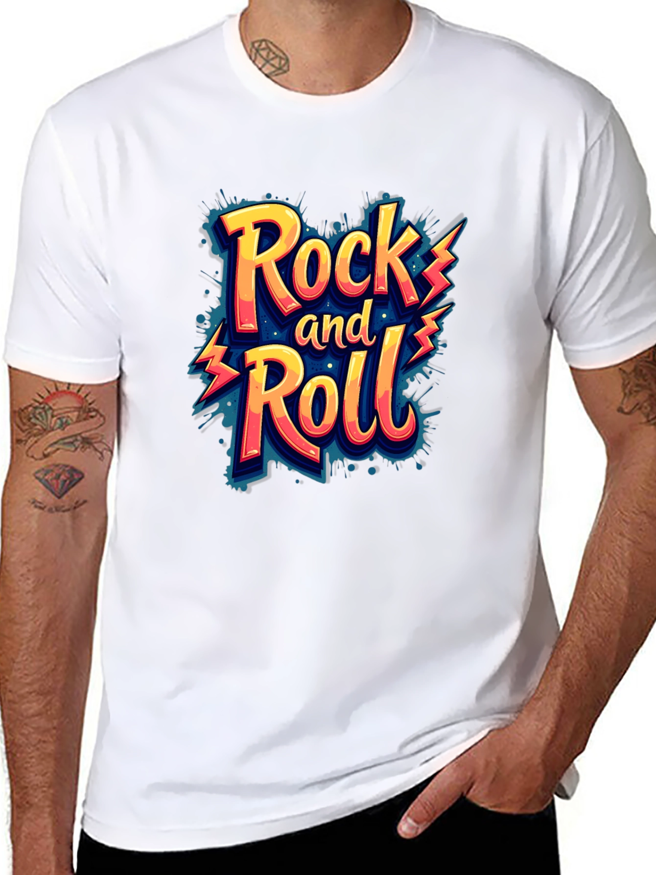 Rock and Roll Graphic Tee - Mens Short Sleeve T-Shirt