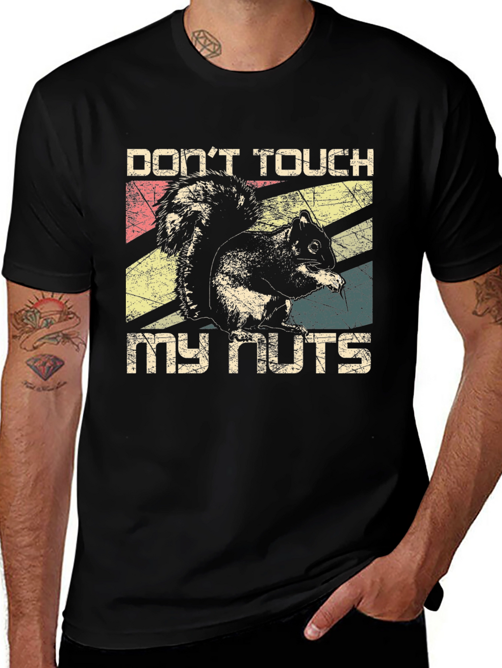 Dont Touch My Nuts Squirrel Graphic Tee - Black