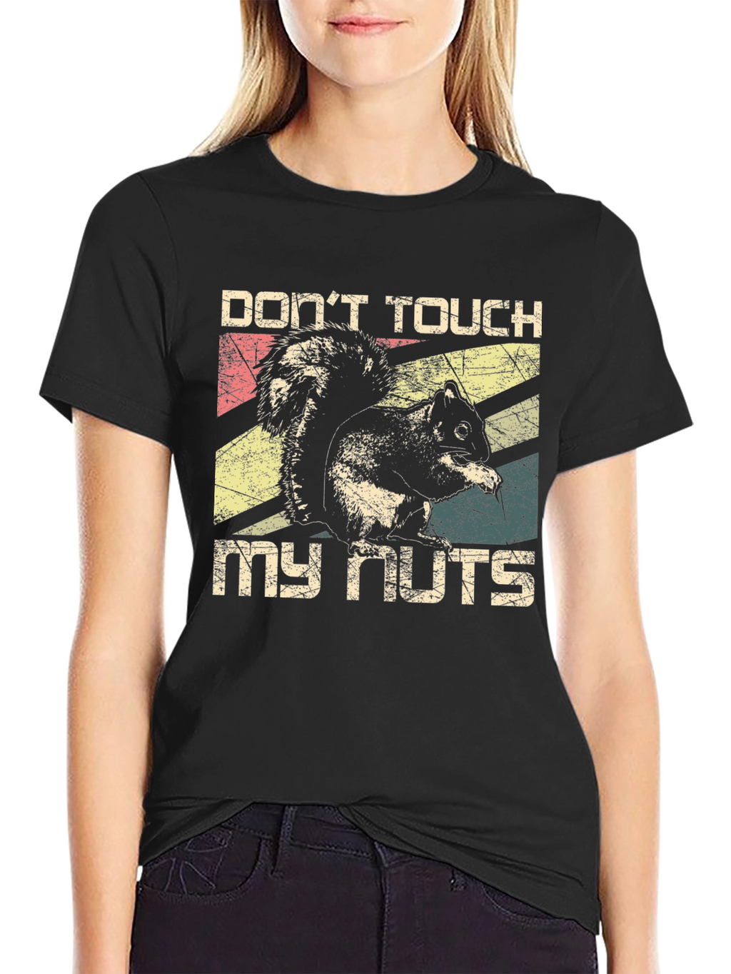 Dont Touch My Nuts Squirrel Graphic Tee - Black