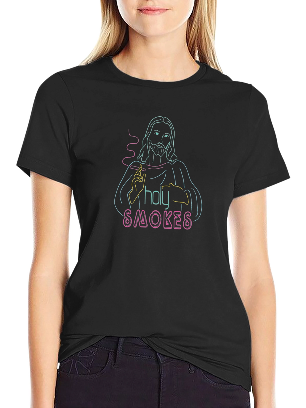 Holy Smokes Graphic Tee - Neon Jesus T-Shirt
