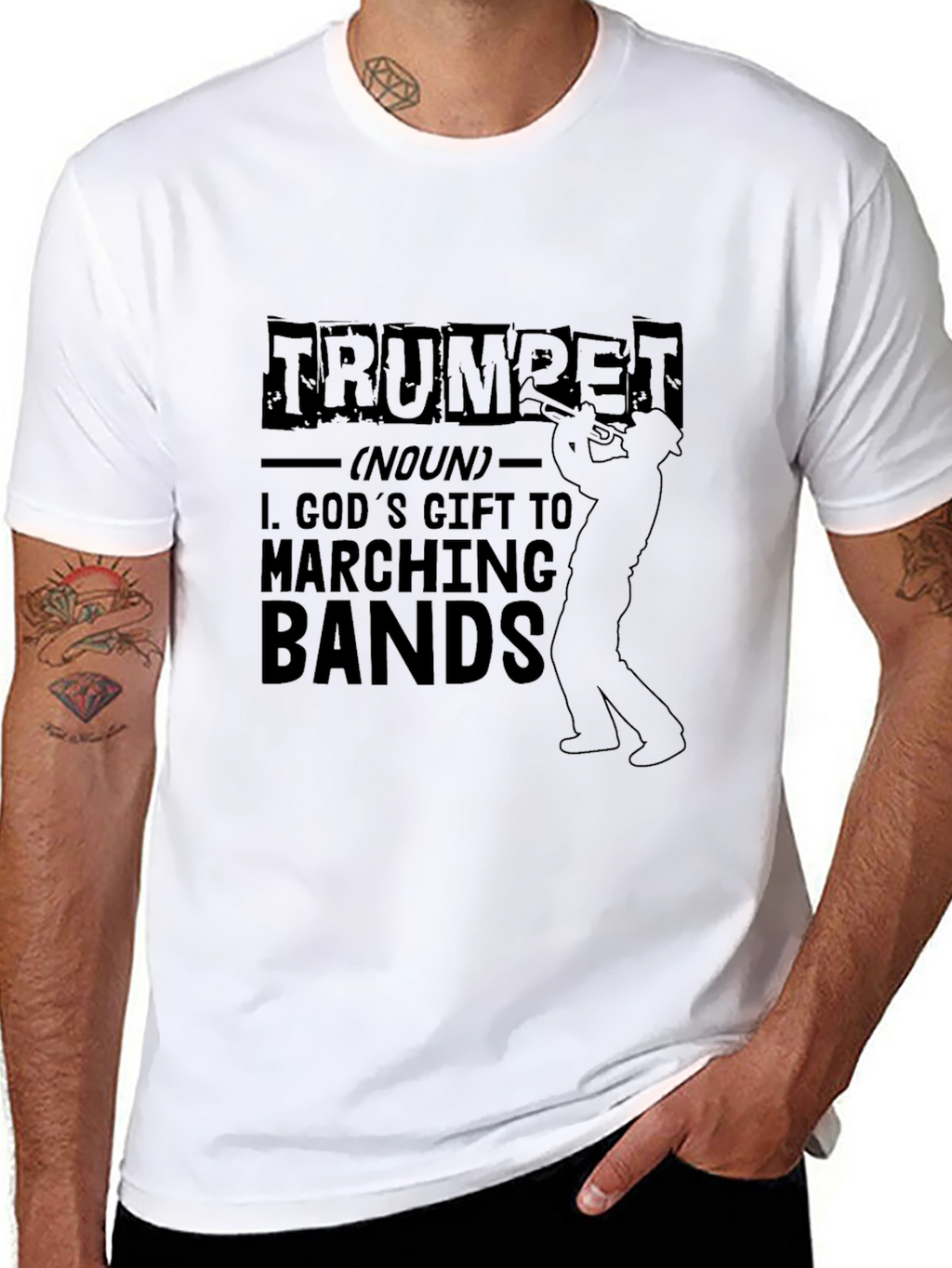 Trumpet Gods Gift to Marching Bands Black T-Shirt