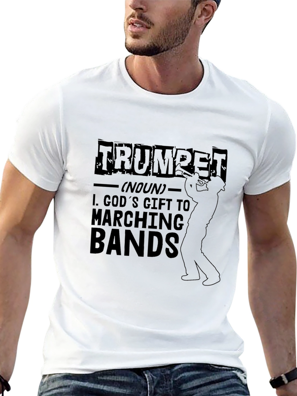 Trumpet Gods Gift to Marching Bands Black T-Shirt