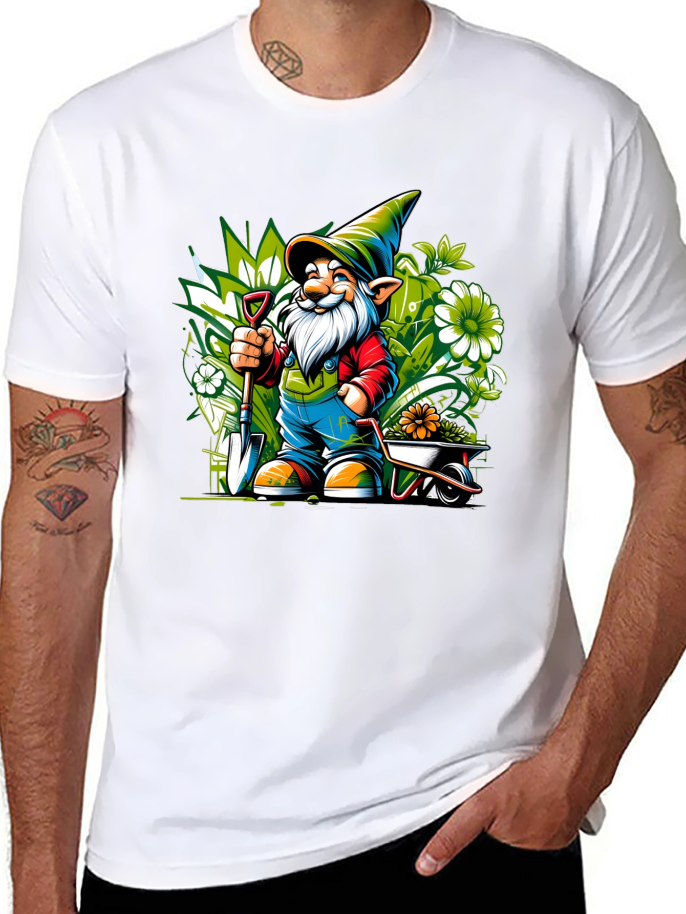 Gardening Gnome Graphic Tee - Black Cotton T-Shirt
