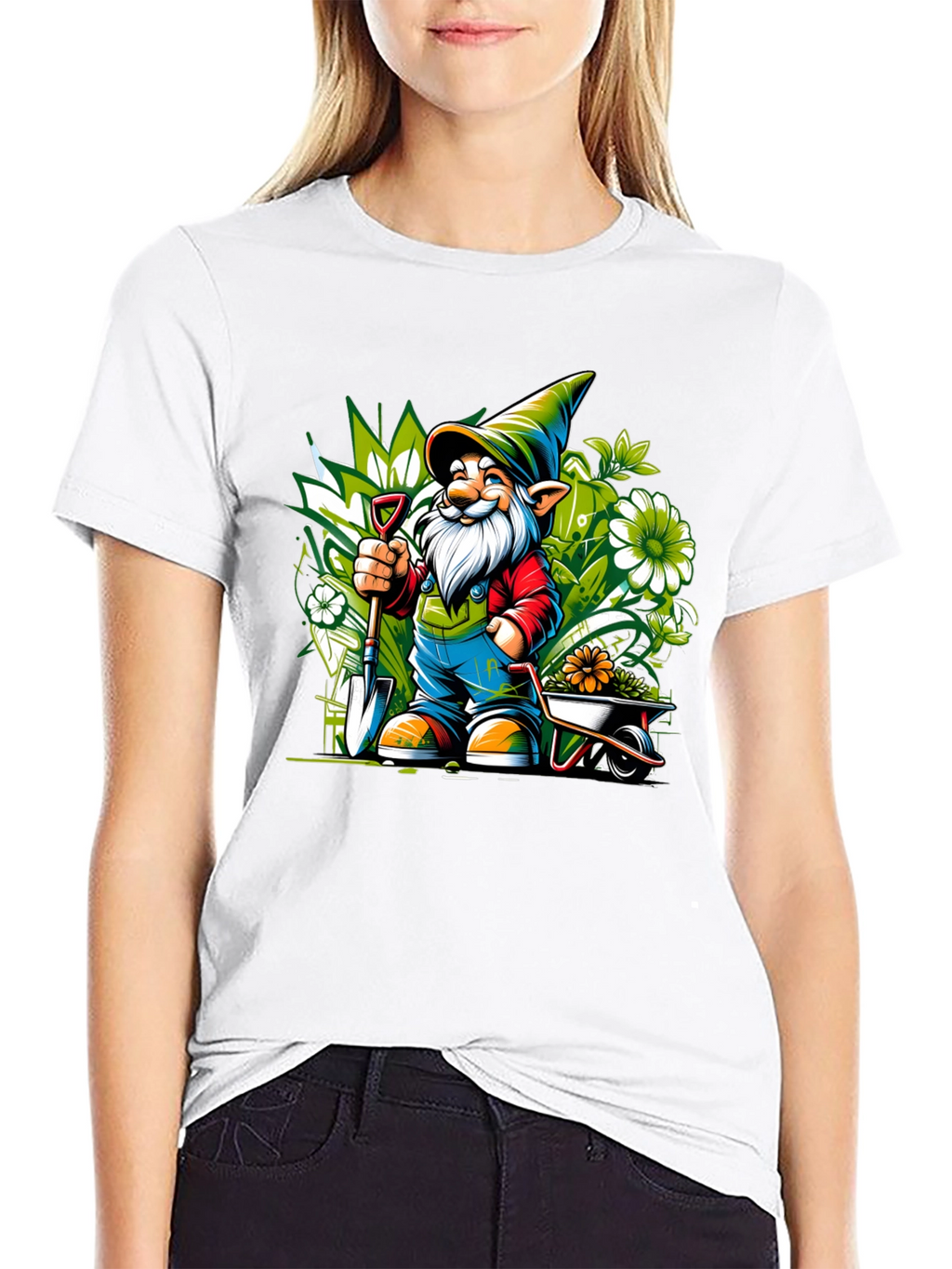 Gardening Gnome Graphic Tee - Black Cotton T-Shirt
