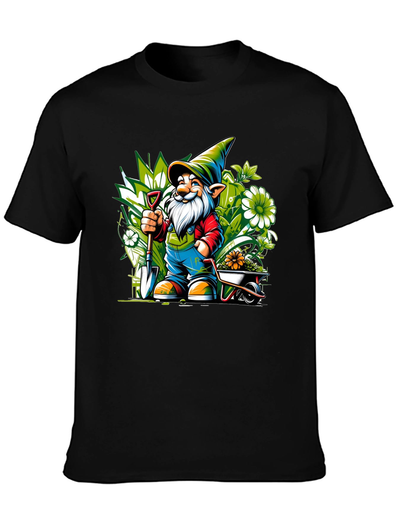 Gardening Gnome Graphic Tee - Black Cotton T-Shirt