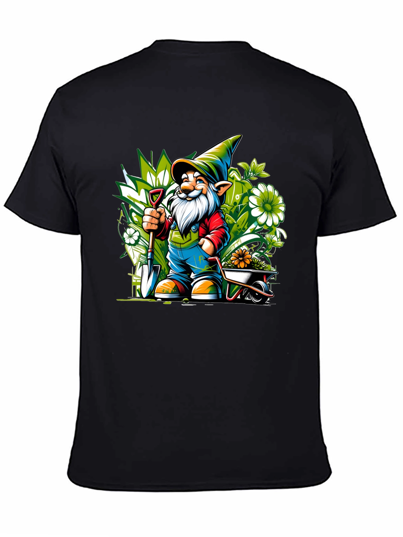 Gardening Gnome Graphic Tee - Black Cotton T-Shirt