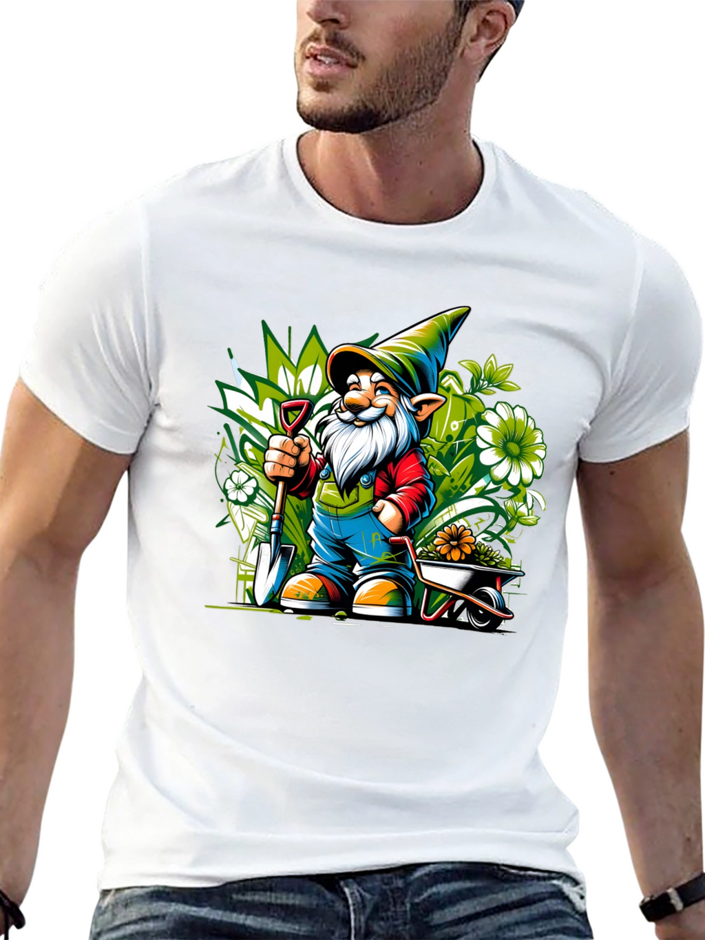 Gardening Gnome Graphic Tee - Black Cotton T-Shirt