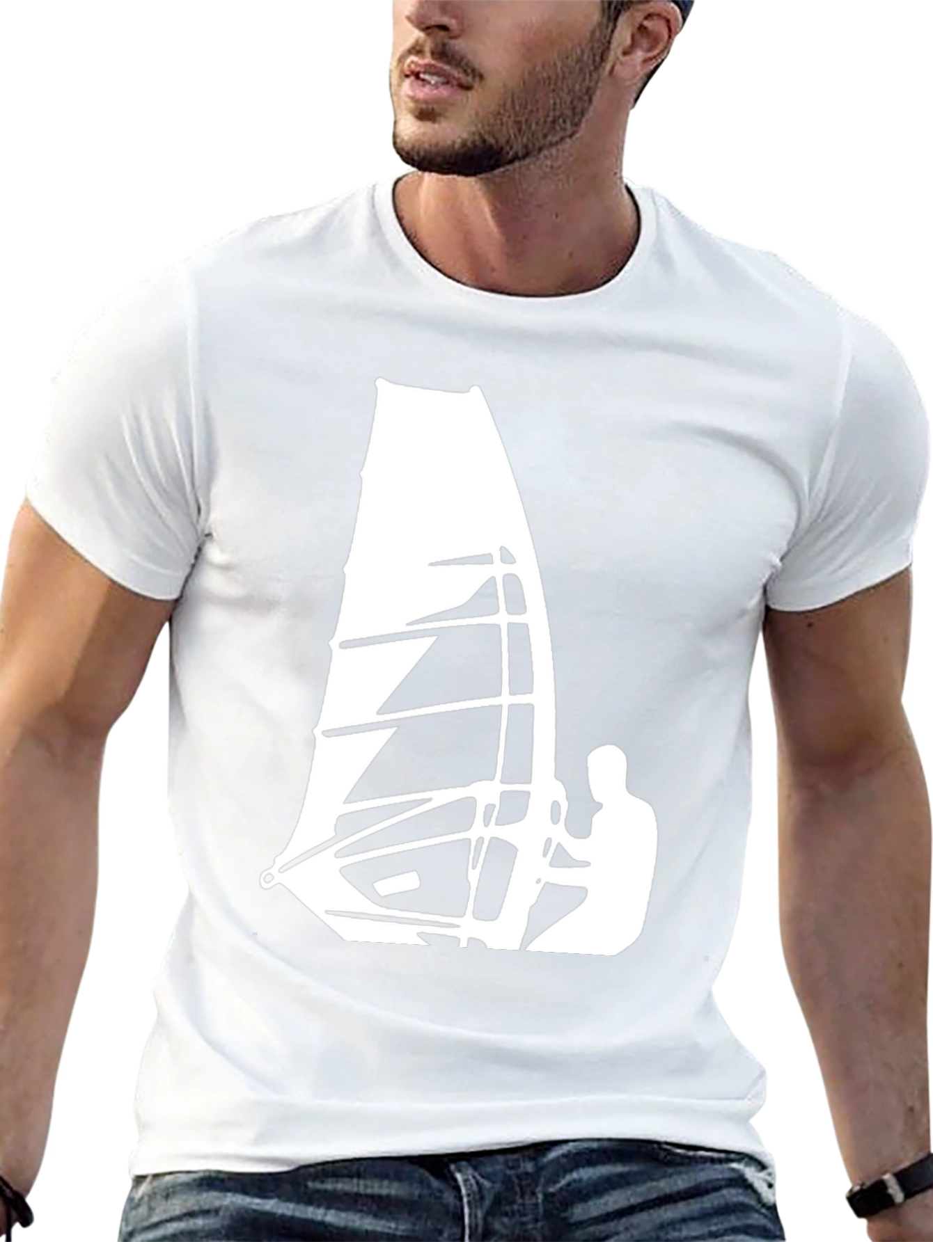 Windsurfing Graphic Tee - Cool Black T-Shirt