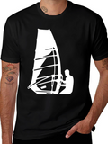 Windsurfing Graphic Tee - Cool Black T-Shirt