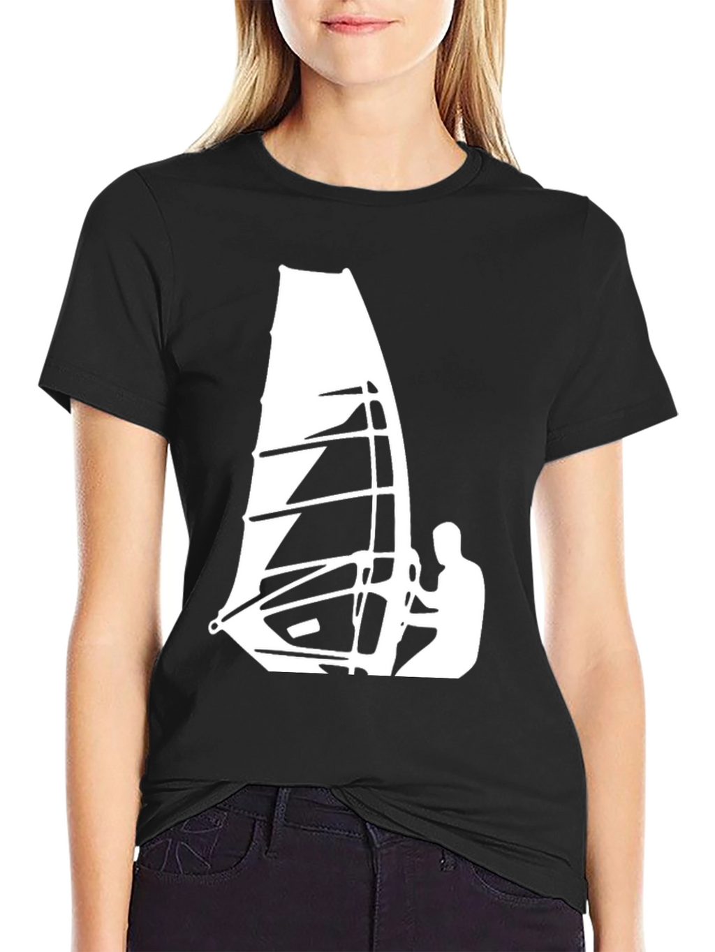 Windsurfing Graphic Tee - Cool Black T-Shirt