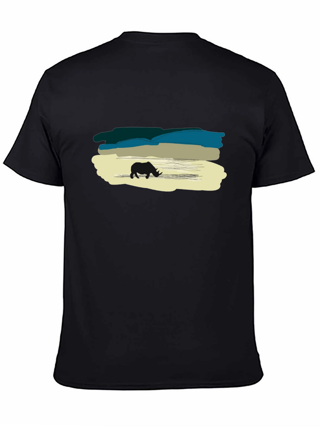 Rhino Silhouette Graphic Black T-Shirt